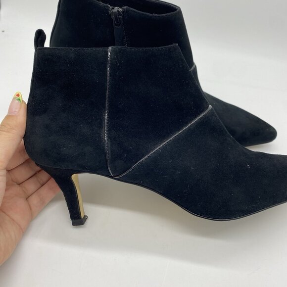 Donald Pliner Farell Black Suede Ankle Boot Size 8 Pointed Toe Heel Bootie - Picture 3 of 16